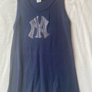 Navy Blue Rhinestoned Yankee Tank Top